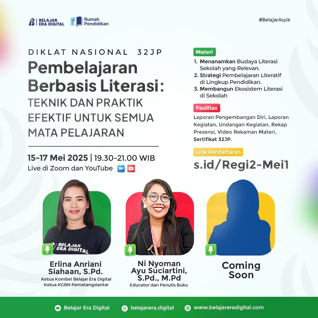 Diklat 32JP : Pembelajaran Berbasis Literasi : Teknik dan Praktik Efektif untuk Semua Mata Pelajaran